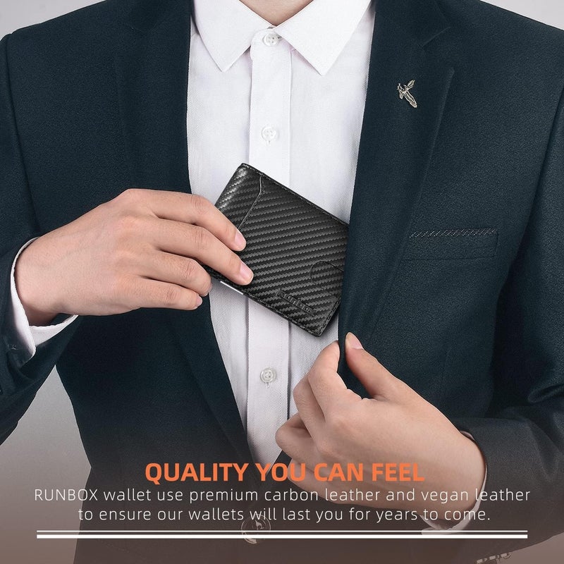 RUNBOX Money Clip Wallets for Men,Slim Leather Mens Bifold Wallet,RFID Blocking Front Pocket Wallet,Thin Credit Card Holder with Gift Box - Image 5